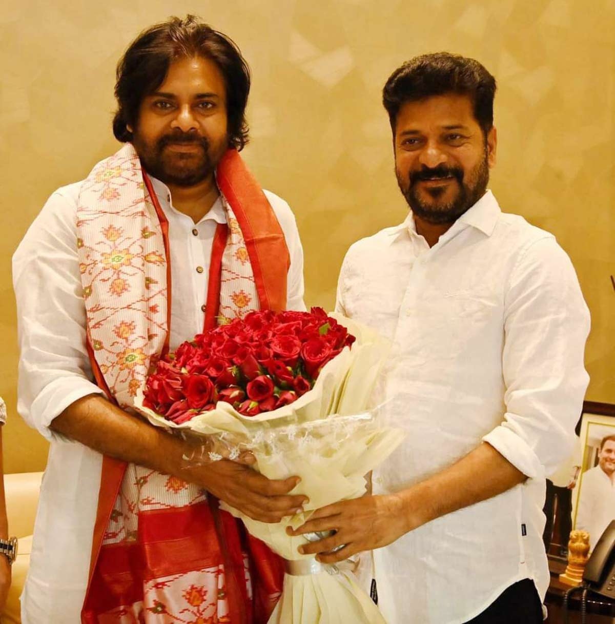 AP Dy CM Pawan Kalyan meets TG CM Revanth Reddy and donates Rs 1cr