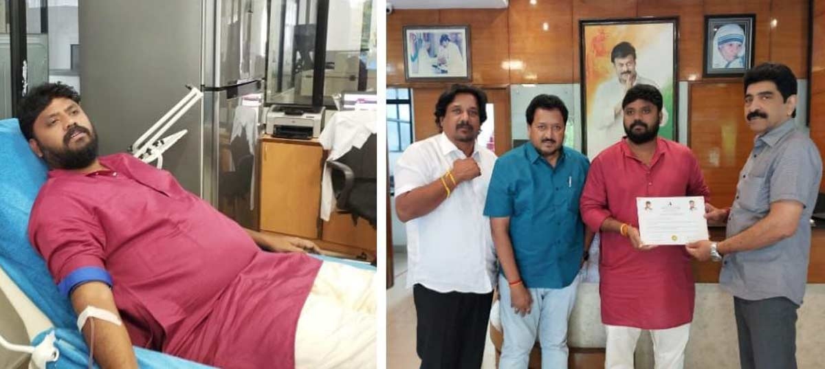 Karnataka MLA Pradeep Eshwar donates blood at Chiranjeevi Blood Bank