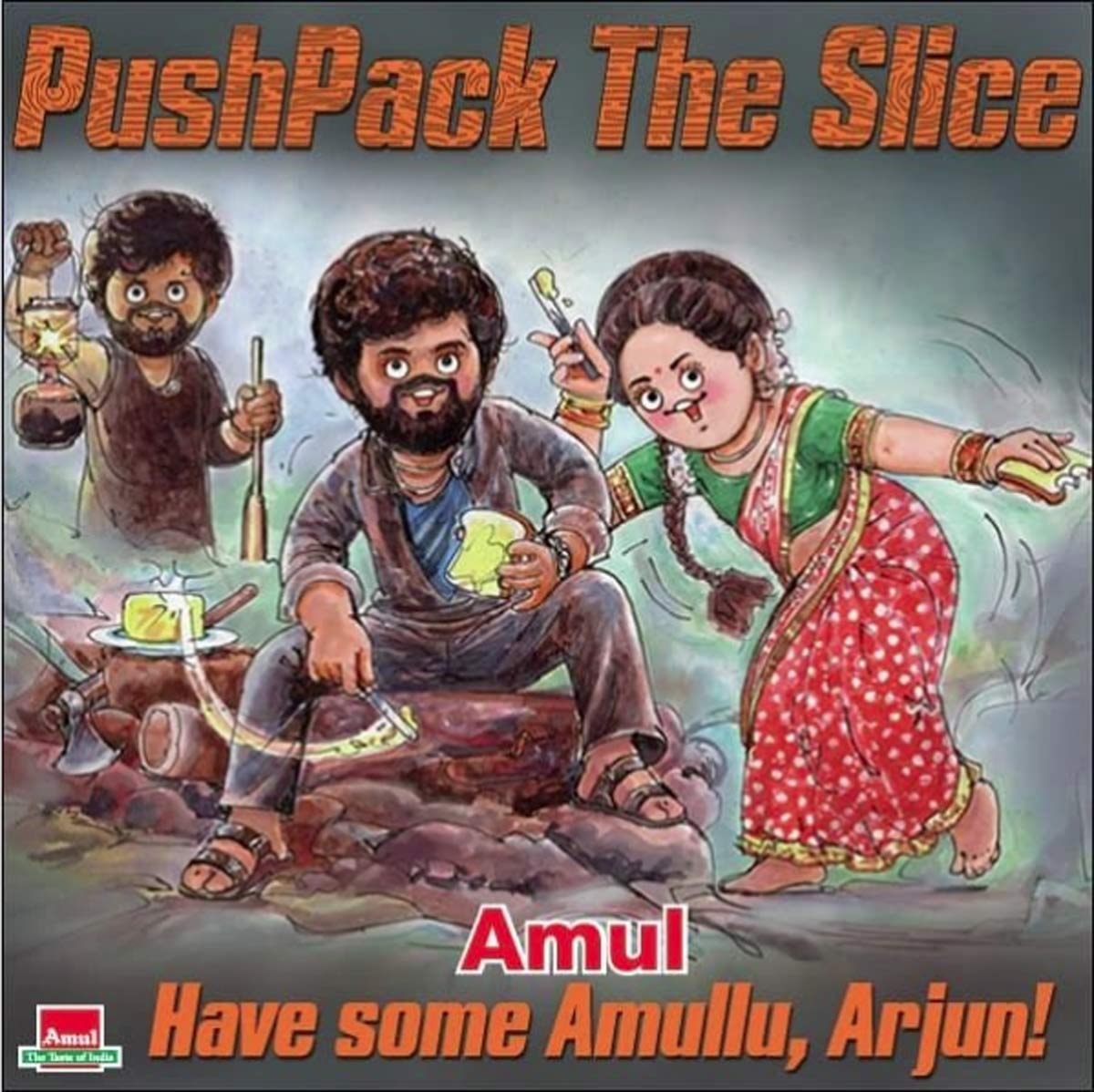 Amul makes a lovely cartoon depicting Pushpa