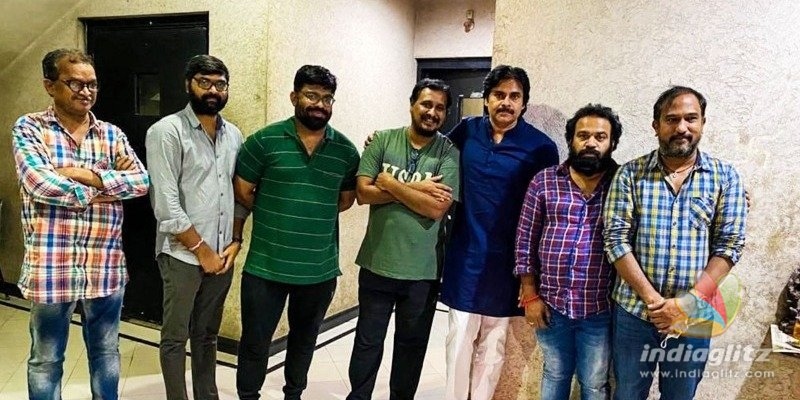 Pawan Kalyan poses with Vakeel Saab team after wrapping up dubbing