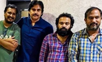 Pawan Kalyan poses with 'Vakeel Saab' team after wrapping up dubbing